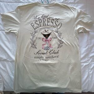 Simply Southern “You Had Me At Espresso”. Size Large. Cream